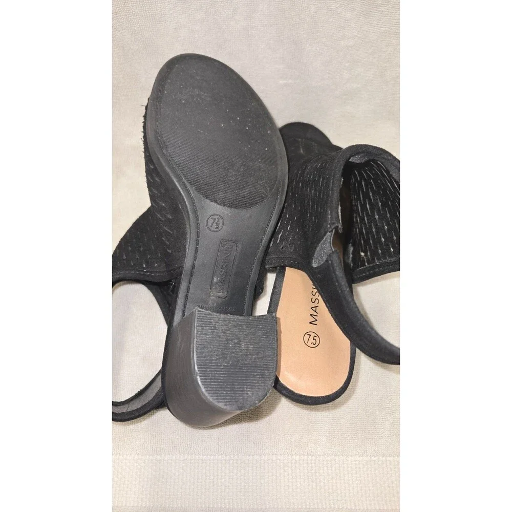 Massini Womens Black Peep-Toe Ankle Booties Size 7.5 EUC